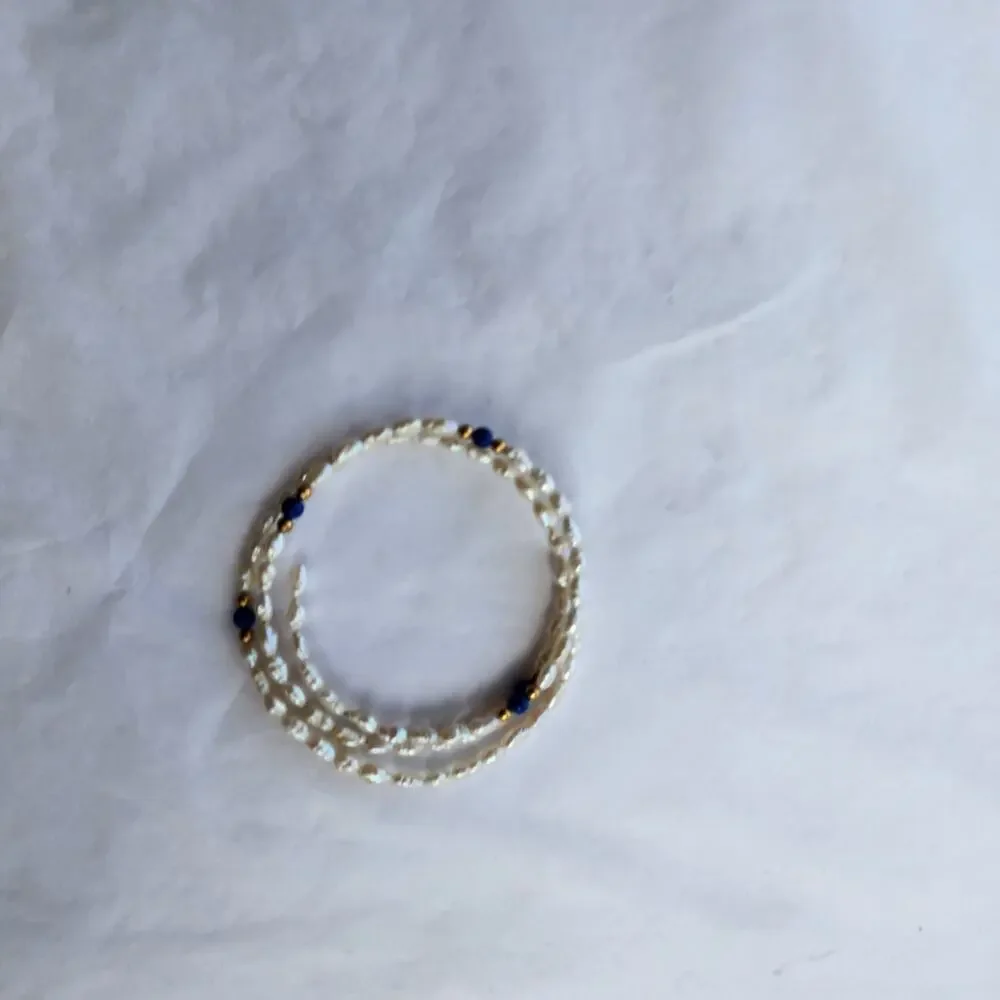 Wrap around bracelet genuine‎ rice pearls white  Onyx gold beaded boho artisan